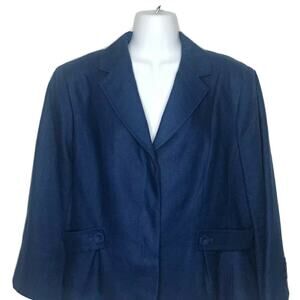 Talbots Irish Linen Blazer Blue Size 12/14